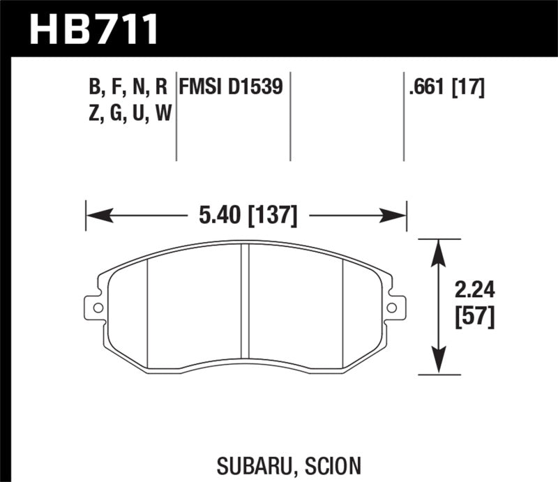 Hawk 13 Subaru BRZ/13 Legacy 2.5i / 13 Scion FR-S DTC-60 Front Race Brake Pads.