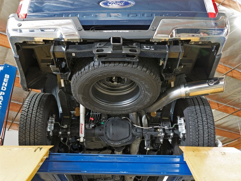 aFe ATLAS 5in DPF-Back Alum Steel Exhaust System w/Polished Tip 2017 Ford Diesel Trucks V8-6.7L (td).