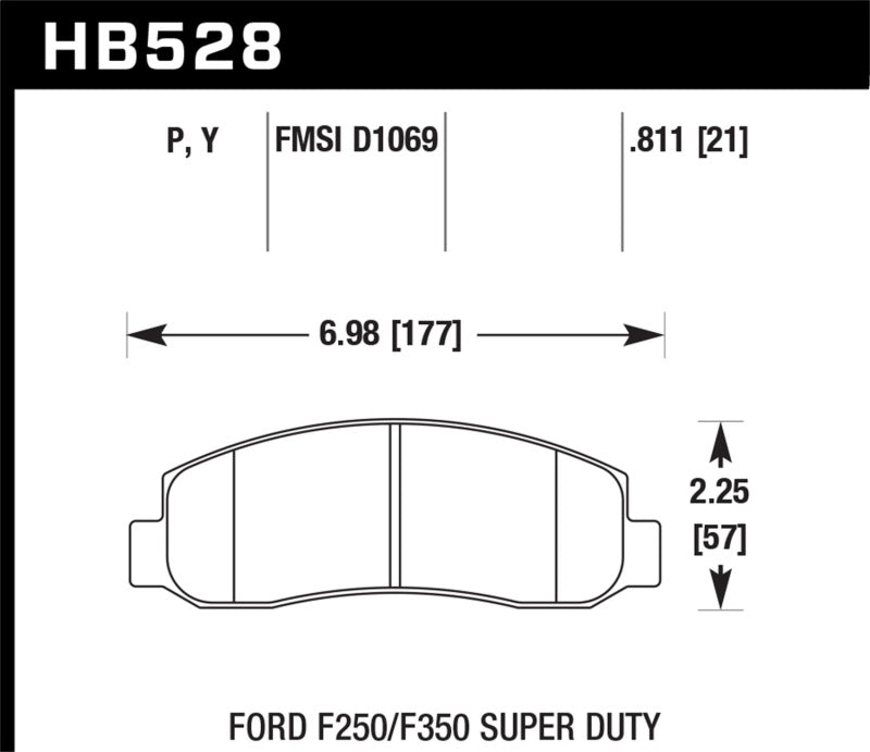 Hawk 05-11 Ford F250/F350 / 2011 Ford F550 SuperDuty Street Front Brake Pads.