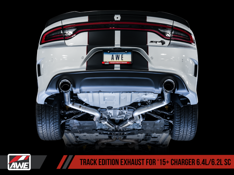 AWE Tuning 2015+ Dodge Charger 6.4L/6.2L Supercharged Track Edition Exhaust - Chrome Silver Tips.