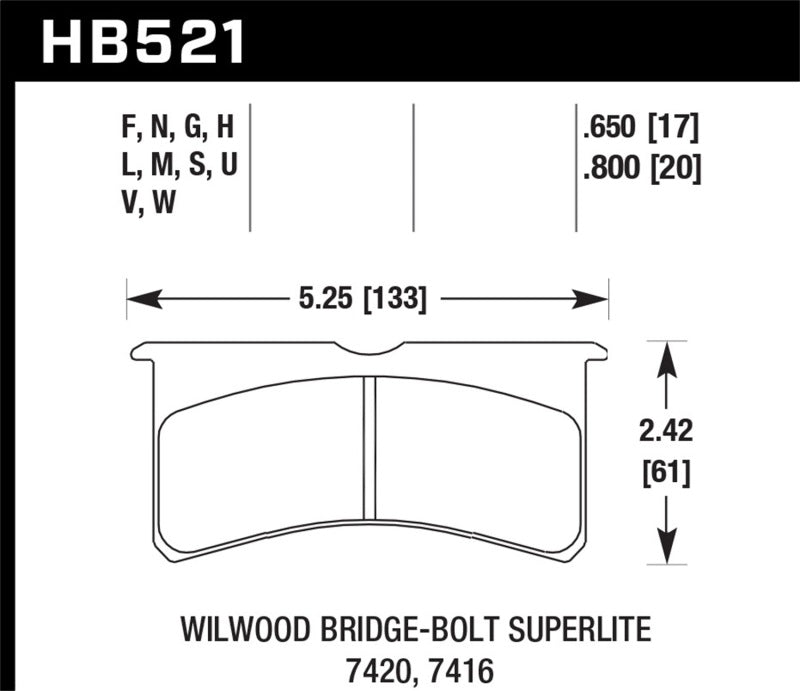 Hawk Wilwood Superlite SL4R 7420 HPS 5.0 Brake Pads.