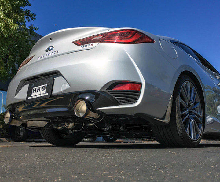 HKS 2017 Infiniti Q60 (RWD) Dual Hi-Power Titanium Tip Catback Exhaust.