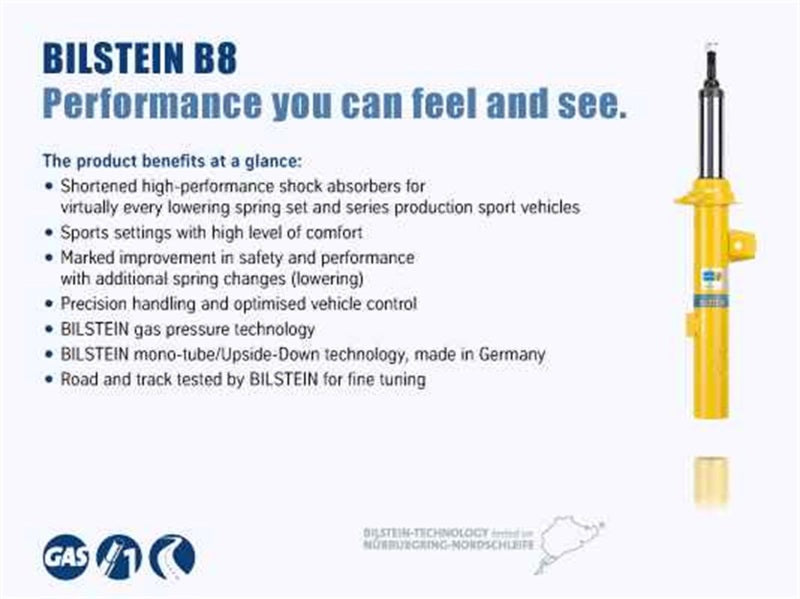 Bilstein B8 Performance Plus 11-16 Ford Fiesta L4 1.6L Front Right Monotube Shock.