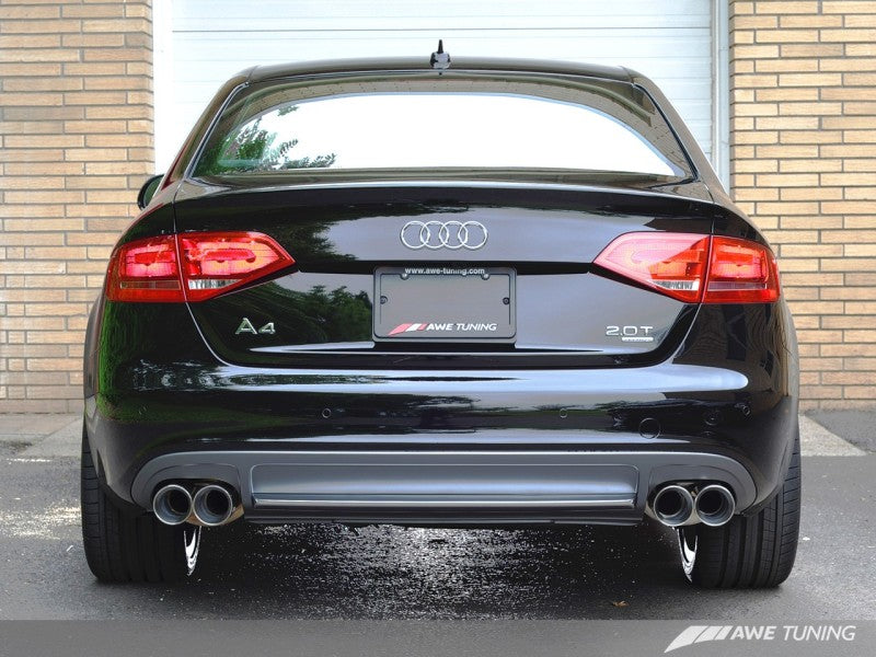 AWE Tuning Audi B8 A4 Touring Edition Exhaust - Quad Tip Polished Silver Tips - Does Not Fit Cabrio.