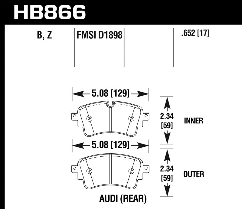 Hawk 17-19 Audi A4 / 18-19 Audi A5 Performance Ceramic Street Rear Brake Pads.