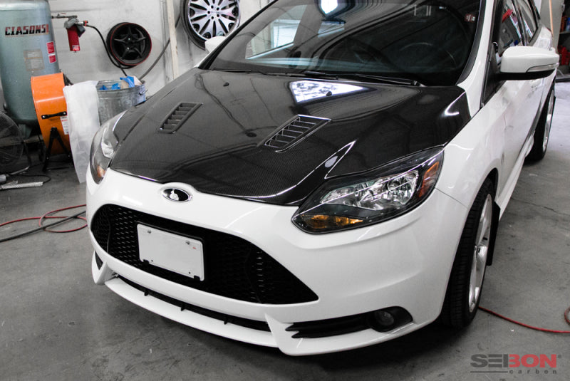 Seibon 12-13 Ford Focus RS-Style Carbon Fiber Hood.