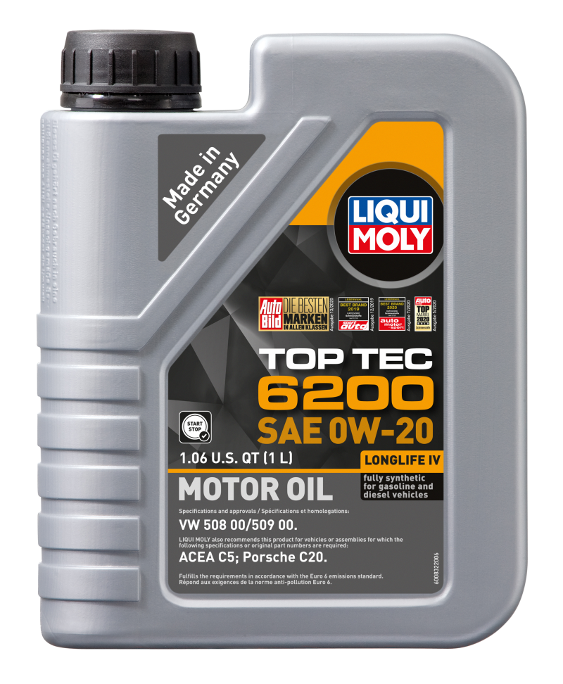 LIQUI MOLY 1L Top Tec 6200 Motor Oil SAE 0W20.