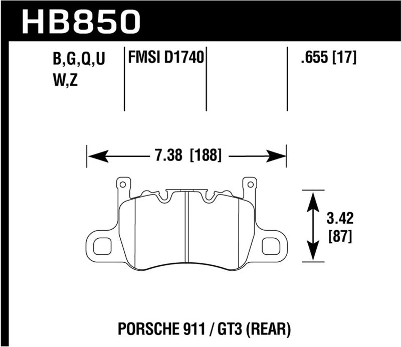 Hawk Audi 14-19 Porsche 911 / 2016 Cayman / 17-19 Panamera PC Rear Brake Pads w/ Carbon Ceramics.