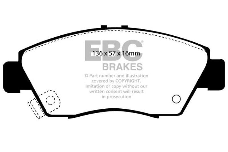 EBC 12 Acura ILX 1.5 Hybrid Yellowstuff Front Brake Pads.