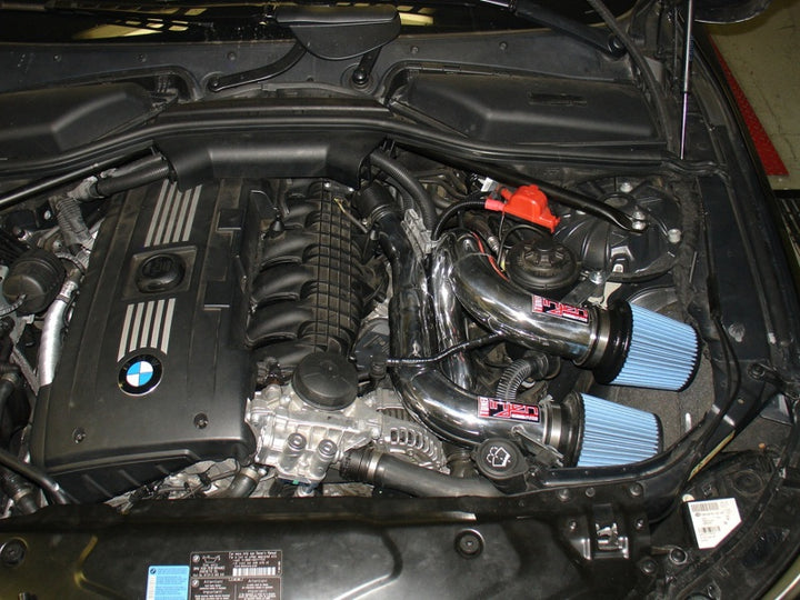 Injen 08-09 535i E60 3.0L L6 Twin intake & AMSOIL Filters Wrinkle Black Short Ram Intake.