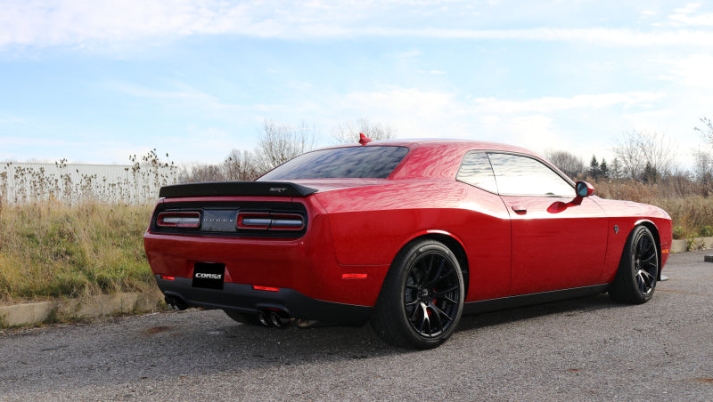 Corsa 15-17 Dodge Challenger Hellcat Dual Rear Exit Extreme Exhaust w/ 3.5in Black Tips.