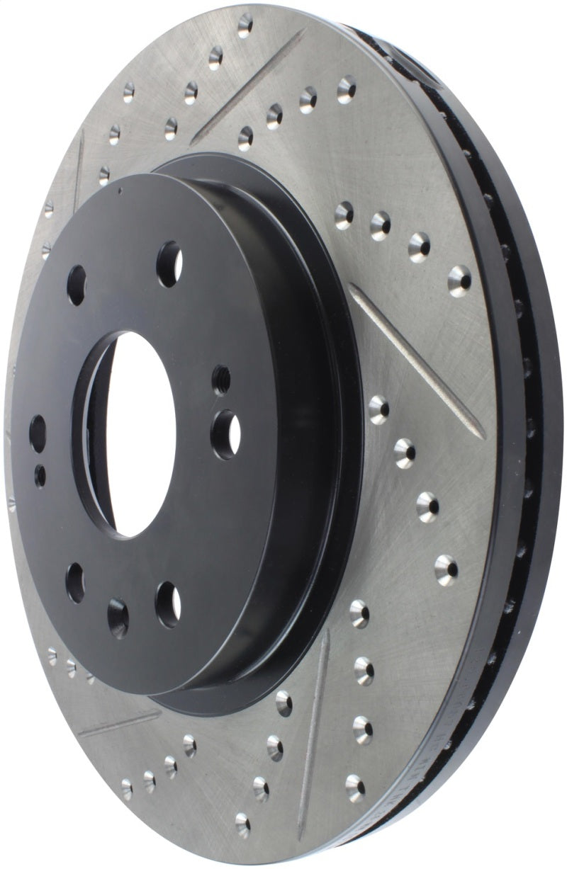 StopTech 05-10 GMC Sierra 1500 (w Rear Drum) / 07-09 GMC Yukon Front Right Slotted & Drilled Rotor.