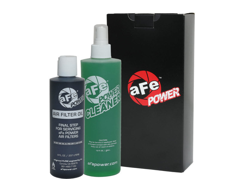 aFe Air Filter Restore Kit (8oz Squeeze Oil & 12oz Spray Cleaner) - Black.