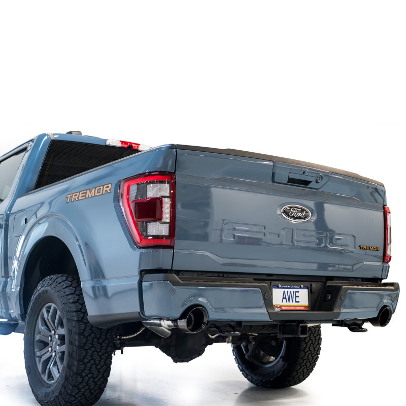 AWE Tuning 2021+ Ford F-150 Tremor (w/ Bumper Cutouts) 0FG Non-Resonated Catback -Diamond Black Tips.