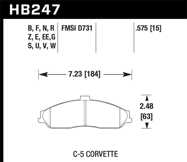 Hawk 97-06 Corvette (incl C5 Z06) HPS Street Front Brake Pads.