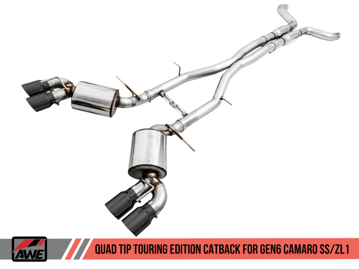 AWE Tuning 16-19 Chevy Camaro SS Non-Res Cat-Back Exhaust -Touring Edition (Quad Diamond Black Tips).