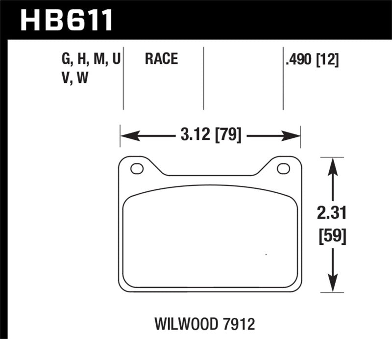 Hawk Wilwood 7912 DTC-30 Race Brake Pads.