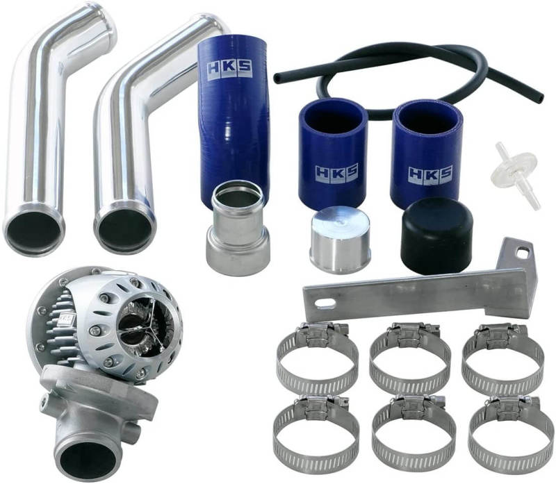 HKS 08+ Evo 10 SSQV4 BOV Kit Includes 2 Polished Aluminum Pipes.