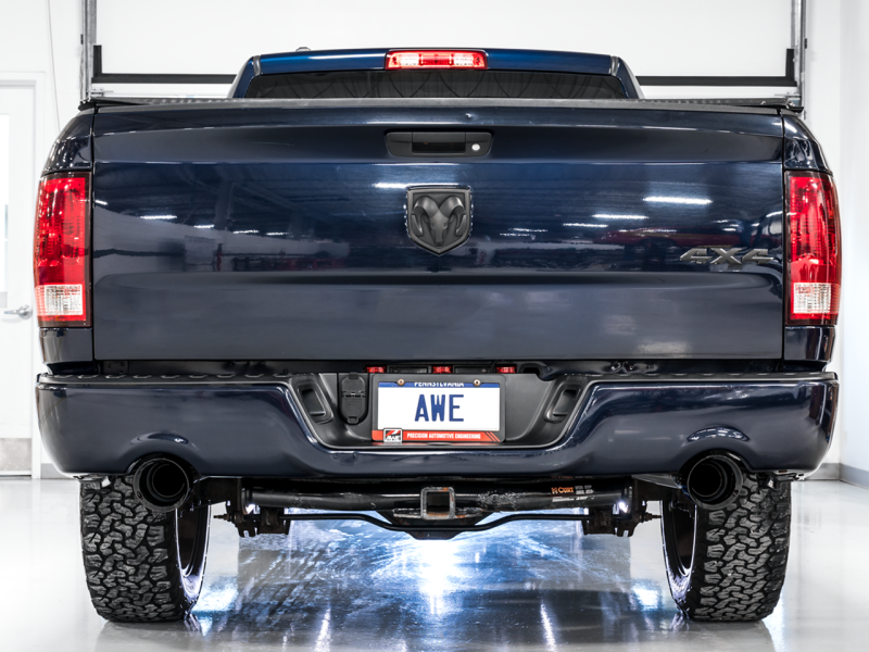 AWE Tuning 09-18 RAM 1500 5.7L (w/Cutouts) 0FG Dual Rear Exit Cat-Back Exhaust - Diamond Black Tips.