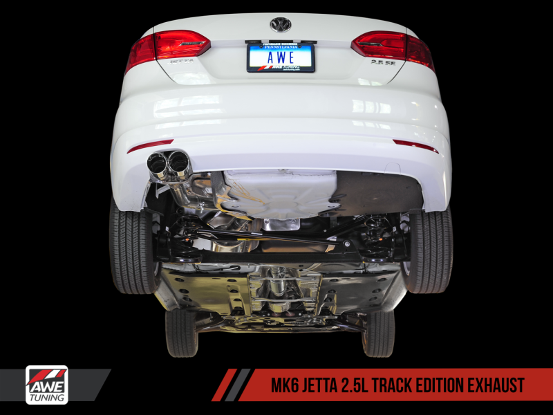 AWE Tuning Mk6 Jetta 2.5L Track Edition Exhaust - Polished Silver Tips.