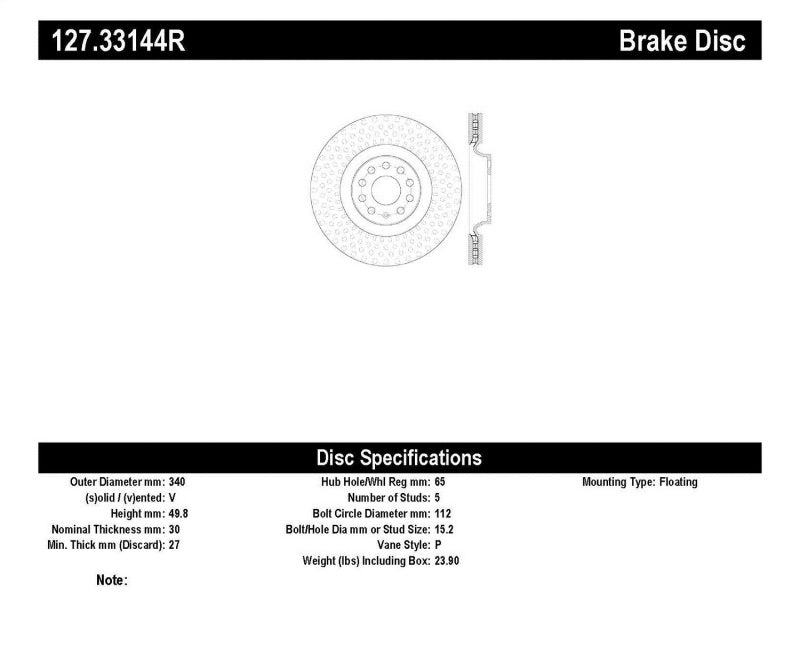 StopTech Slotted & Drilled Sport Brake Rotor.