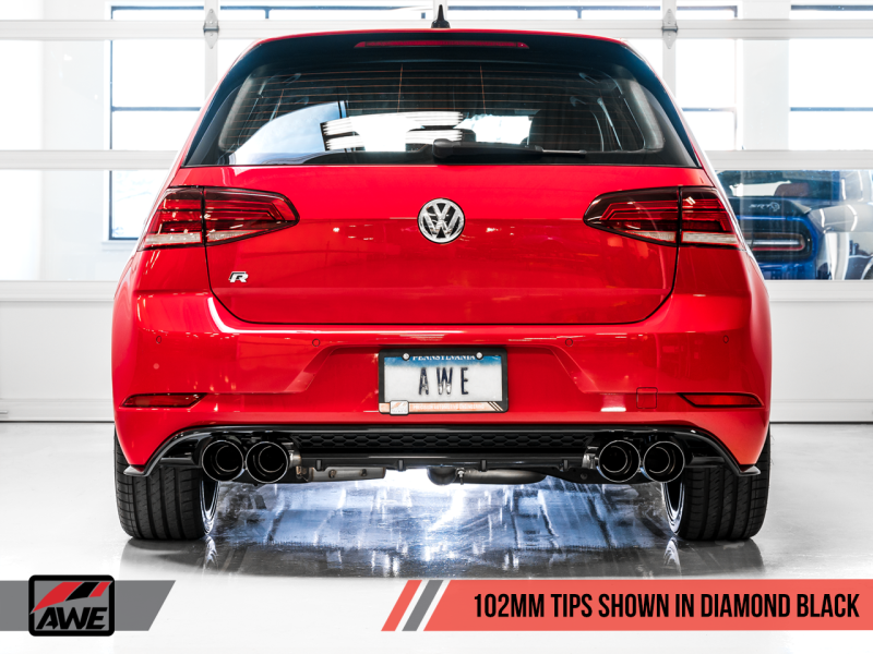 AWE Tuning MK7.5 Golf R SwitchPath Exhaust w/Diamond Black Tips 102mm.