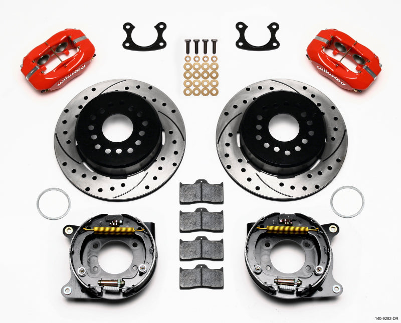 Wilwood Forged Dynalite P/S Park Brake Kit Drill-Red Small Ford 2.50in Offset.