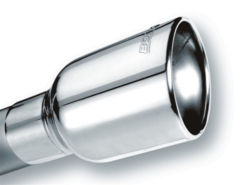 Borla Universal Polished Tip Single Oval Rolled Angle-Cut w/Clamp (inlet 2 1/2in. Outlet 4 1/4 x 3 1.