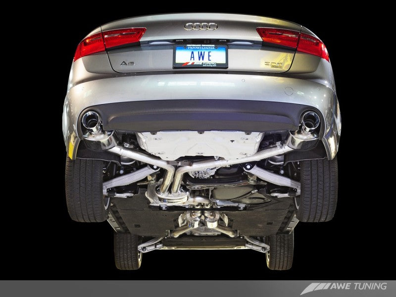 AWE Tuning Audi C7 A6 3.0T Touring Edition Exhaust - Dual Outlet Diamond Black Tips.