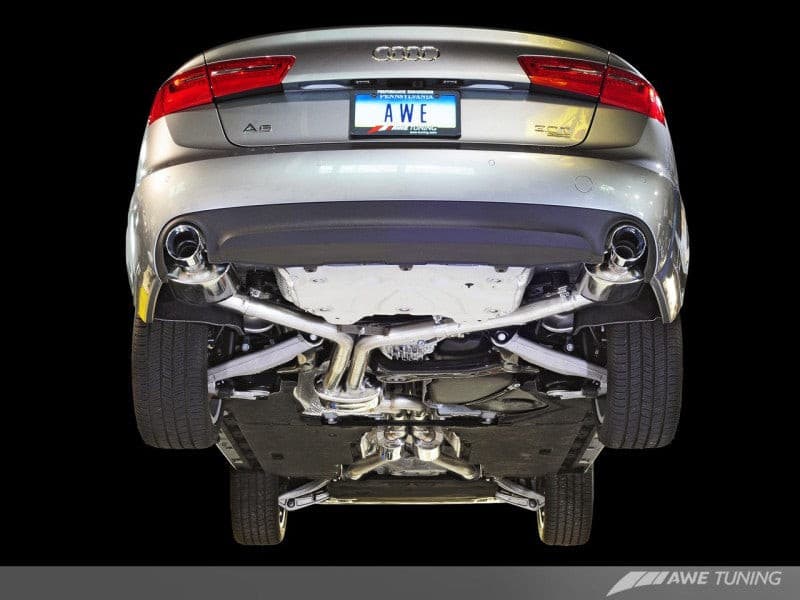 AWE Tuning Audi C7 A6 3.0T Touring Edition Exhaust - Dual Outlet Chrome Silver Tips.