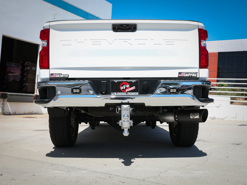 aFe Large Bore-HD 5 IN 409 SS DPF-Back Exhaust System w/Black Tip 20-21 GM Truck V8-6.6L.