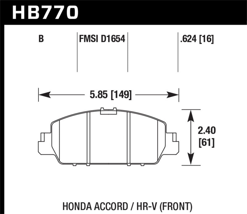 Hawk 13-17 Honda Accord HPS 5.0 Front Brake Pads.