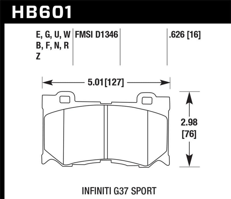 Hawk Infiniti G37 Sport Performance Ceramic Street Front Brake Pads.