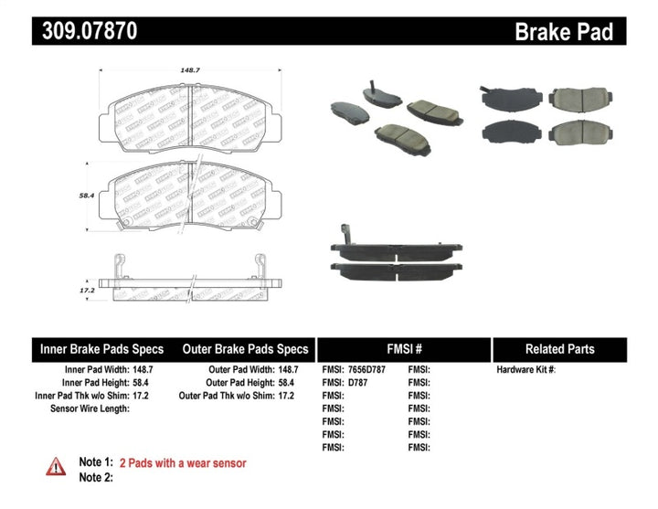 StopTech Performance 04-09 Acura TSX / 09 Accord V6 Coupe ONLY Front Brake Pads.