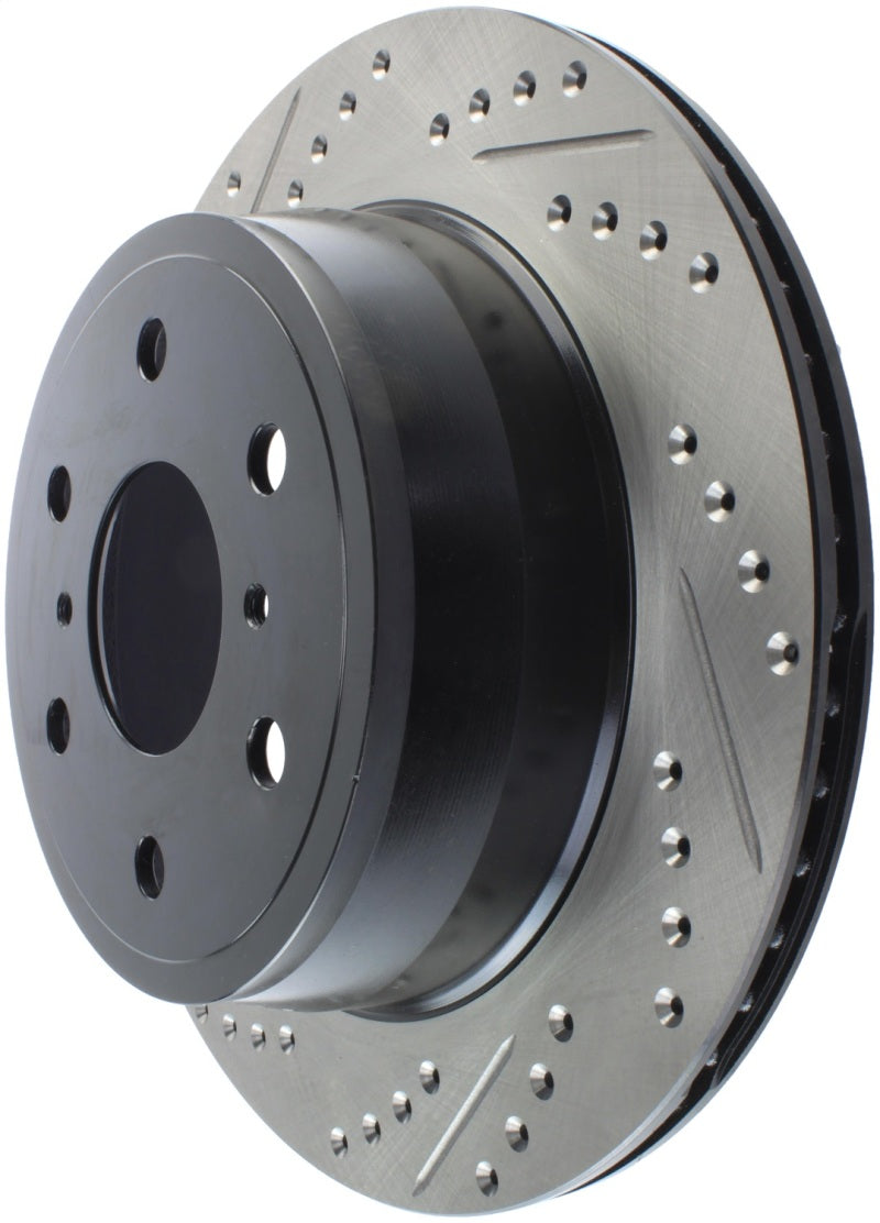 StopTech 05-10 GMC Sierra (w/ Rear Drum) / 07-09 GMC Yukon Rear Right Slotted & Drilled Rotor.