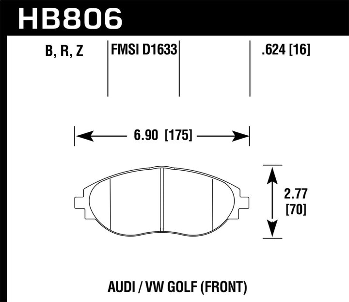 Hawk 16-17 Audi A6 Performance Ceramic Street Front Brake Pads.