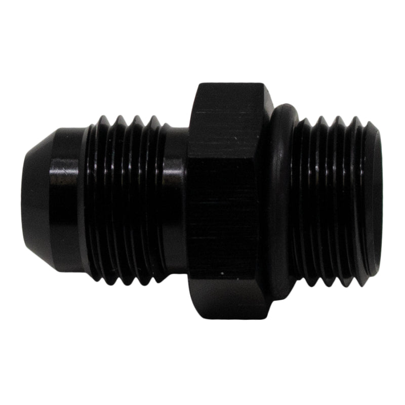 DeatschWerks 6AN ORB Male to 6AN Male Flare Adapter (Incl O-Ring) - Anodized Matte Black.
