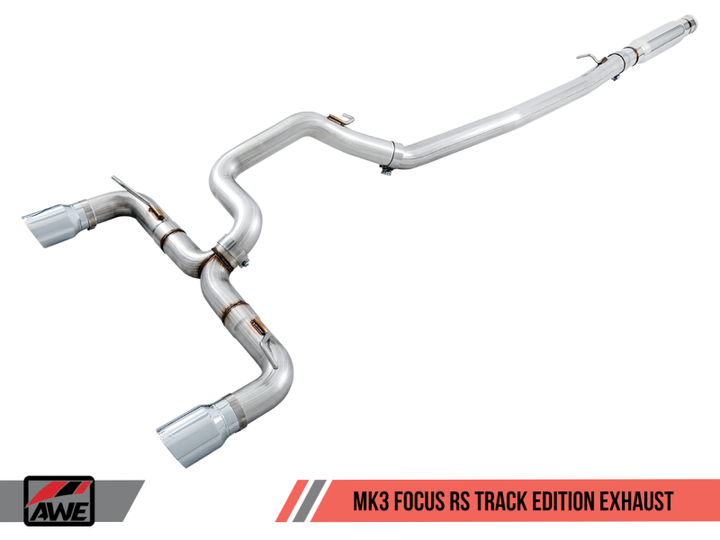 AWE Tuning Ford Focus RS Track Edition Cat-back Exhaust - Chrome Silver Tips.