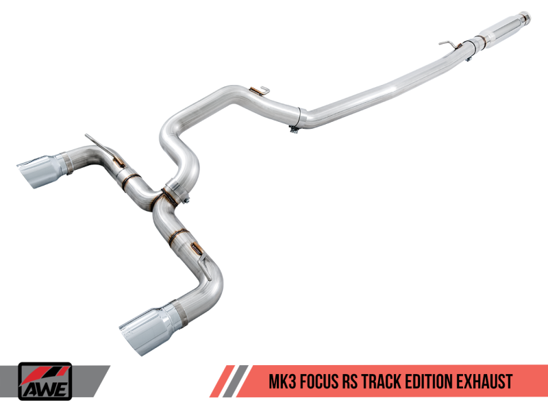 AWE Tuning Ford Focus RS Track Edition Cat-back Exhaust - Diamond Black Tips.