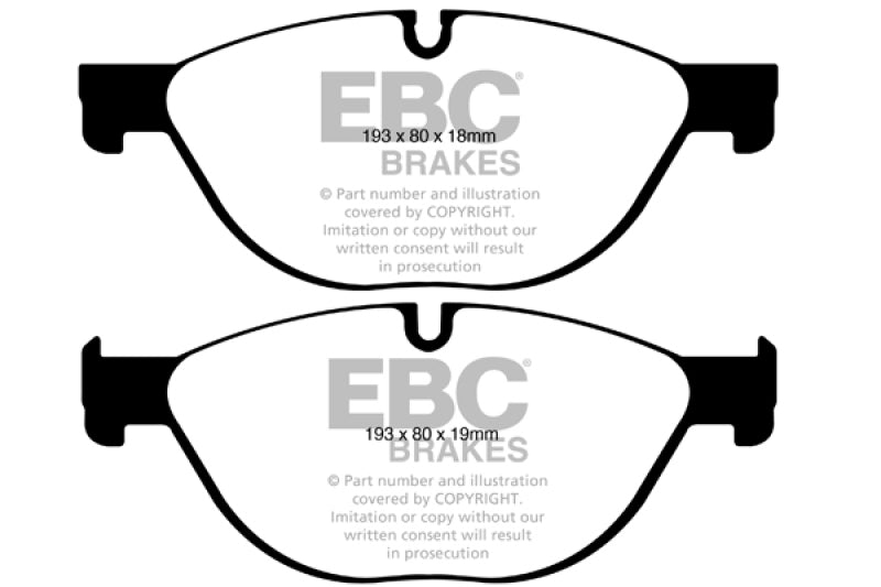 EBC 12-13 BMW 528 2.0 Turbo (F10) Performance Yellowstuff Front Brake Pads.