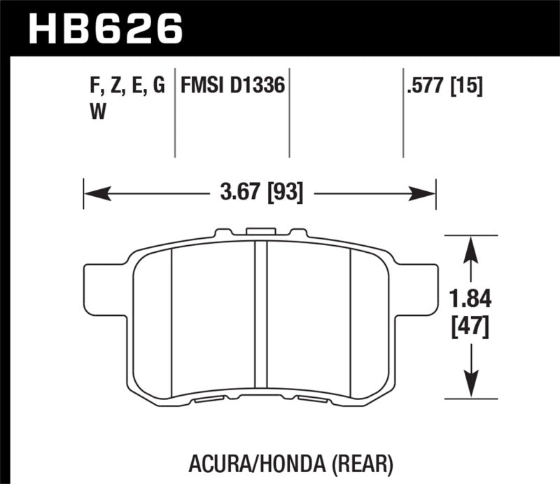 Hawk 08-10 Honda Accord 2.4L/3.0L/3.5L / 09-10 Acura TST 2.4L HPS Street Rear Brake Pads.