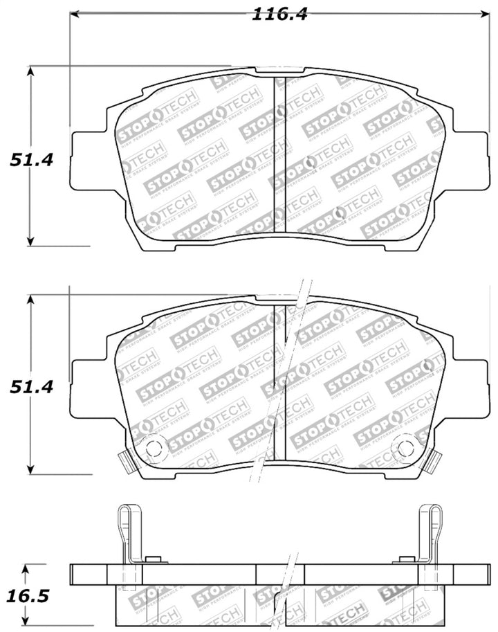 StopTech Performance 00-05 Spyder MR2 / 00 Celica GT / 04-07 xA/xB Front Brake Pads.