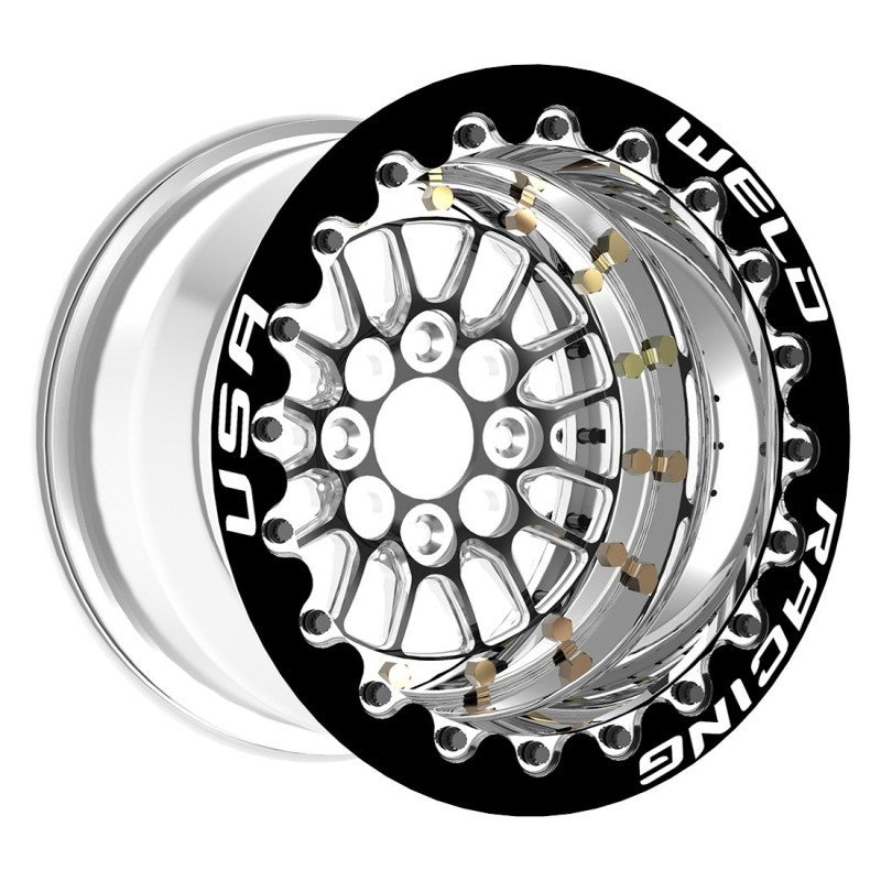 Weld Tuner Import Drag 13x10 / 4x100mm BP / 5in. BS Black Wheel CTR Single Beadlock.