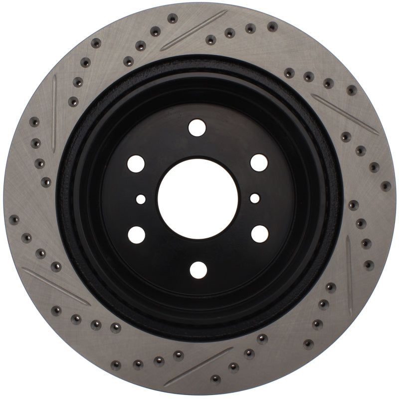 StopTech 05-10 GMC Sierra (w/ Rear Drum) / 07-09 GMC Yukon Rear Right Slotted & Drilled Rotor.