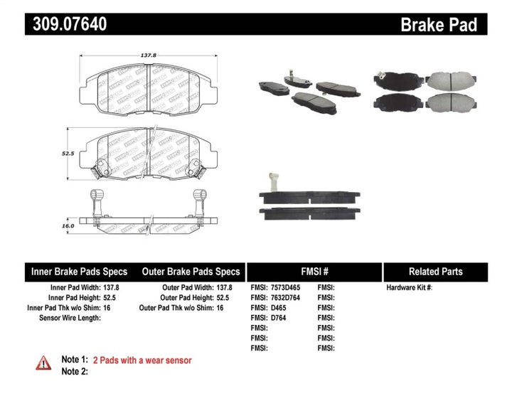 StopTech Performance 98-02 Honda Accord Coupe/Sedan 4cyl Rear Drum/Disc Front Brake Pads.