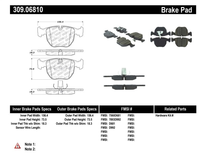 StopTech Performance 00-04 BMW M5 E39 / 00-06 X5 / 03-05 Range Rover HSE Front Brake Pads.
