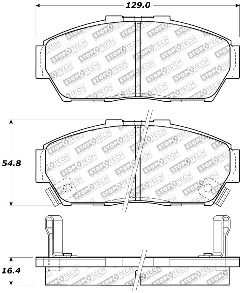 StopTech Performance 93-95 Honda Civic Coupe / 94-95 Civic Hatchback/Sedan Front Brake Pads.