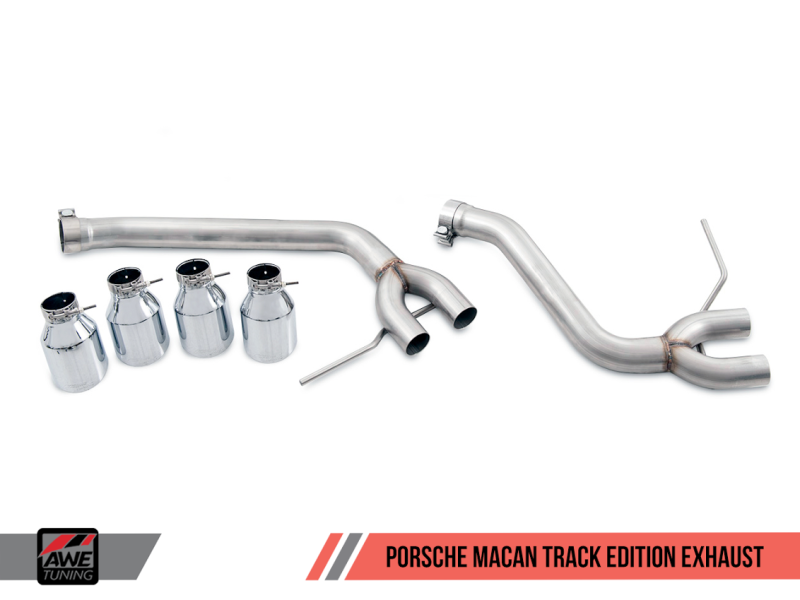 AWE Tuning Porsche Macan Track Edition Exhaust System - Diamond Black 102mm Tips.