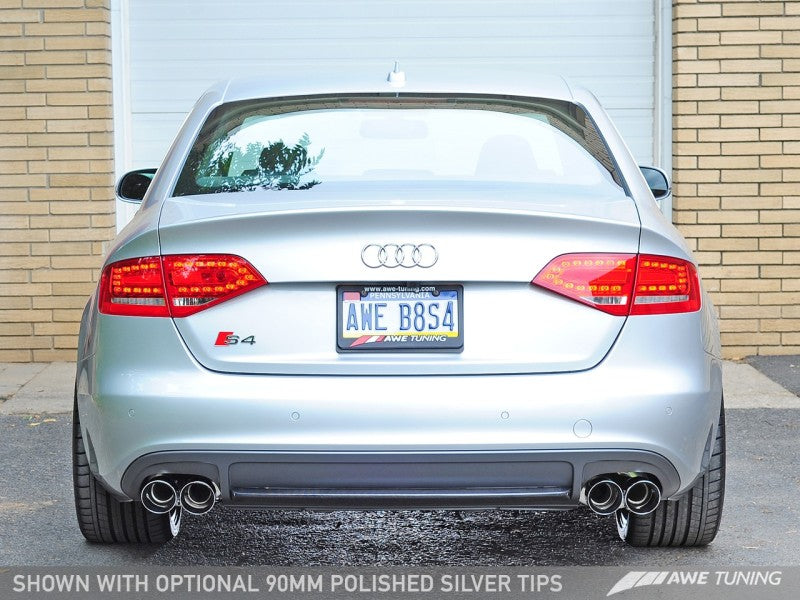 AWE Tuning Audi B8 / B8.5 S4 3.0T Track Edition Exhaust - Chrome Silver Tips (90mm).