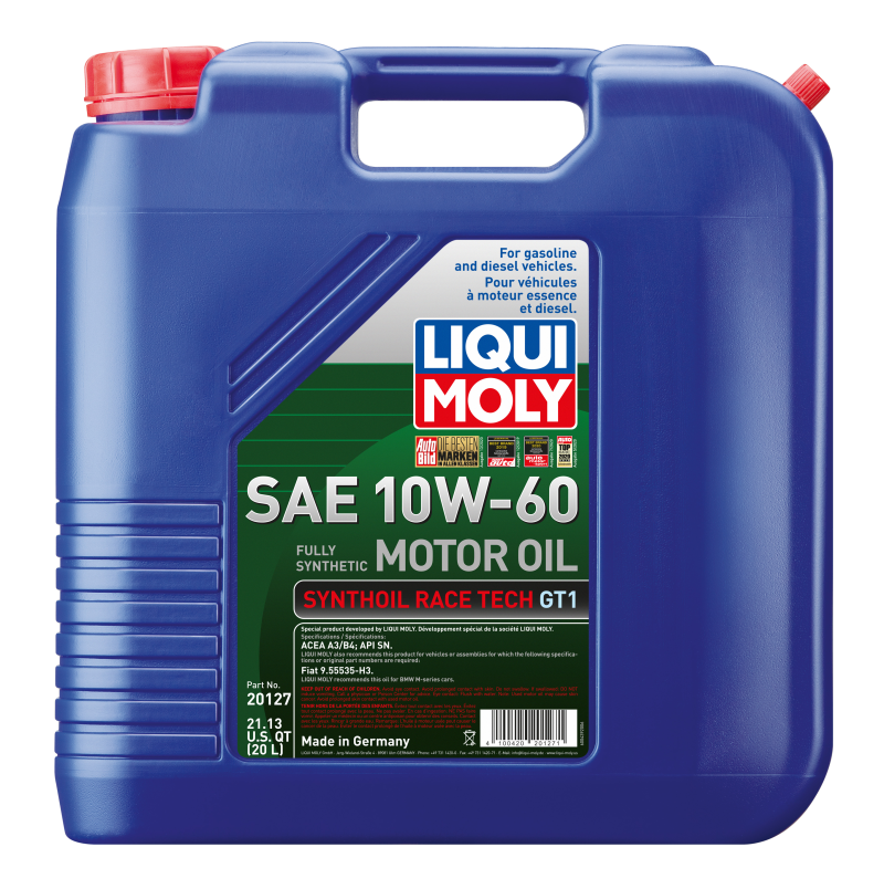 LIQUI MOLY 20L Synthoil Race Tech GT1 Motor Oil SAE 10W60.